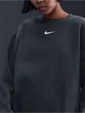 Nike Forest Green Cropped Crewneck Sweatshirt with White Swoosh